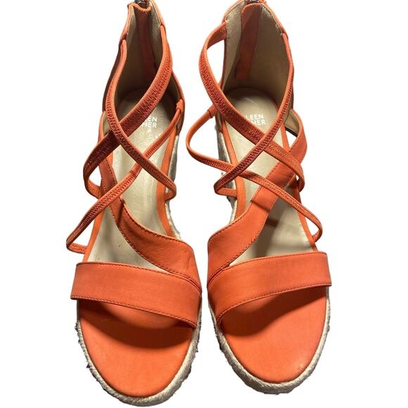 Eileen Fisher Espadrille strappy wedge women’s 10 tangelo (orange) Wanda NWOT - Picture 1 of 4